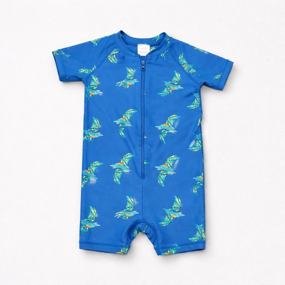 Hanna Andersson Kids Blue Pterodactyl Dinosaur Sun Suit Swimsuit 2T 85cm